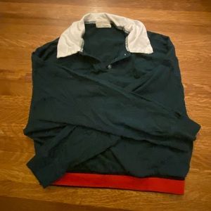 Red Green White Cropped Quarter Buttoned Shirt